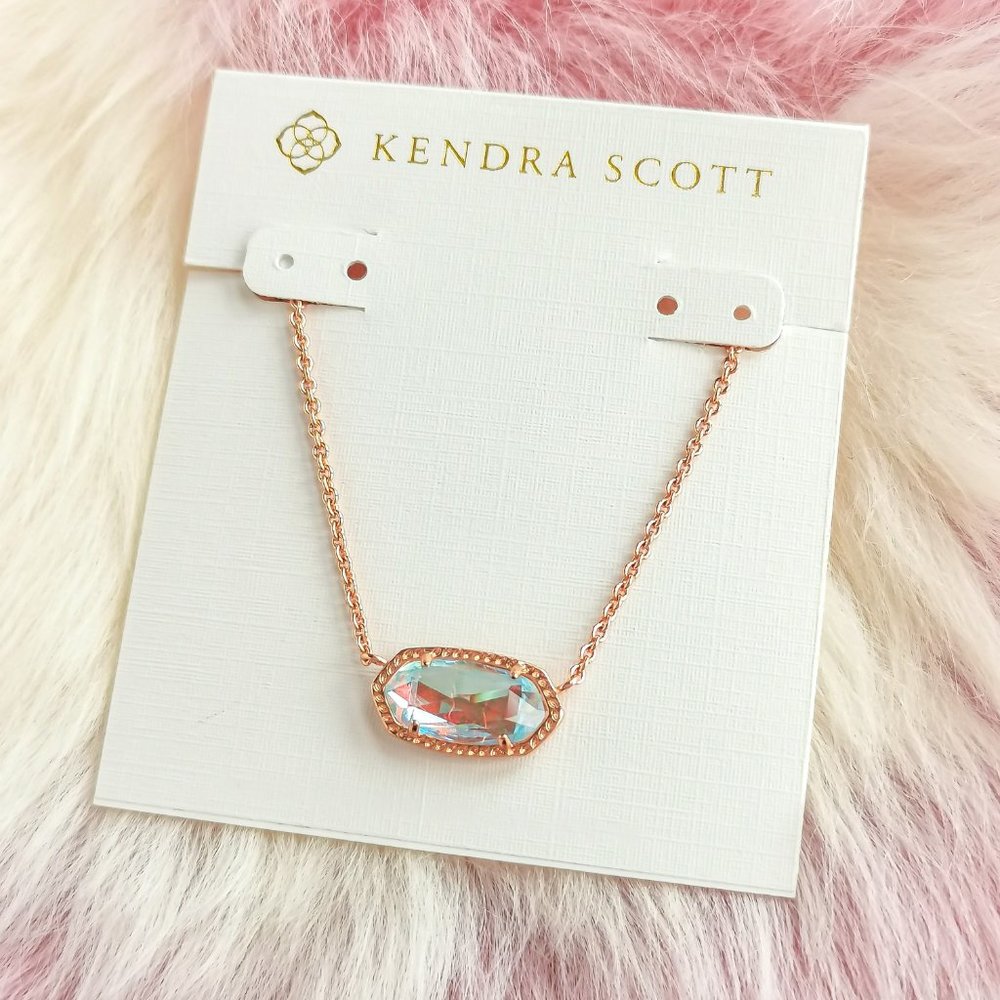 Rose Gold Elisa Dichroic Glass Pendant Necklace